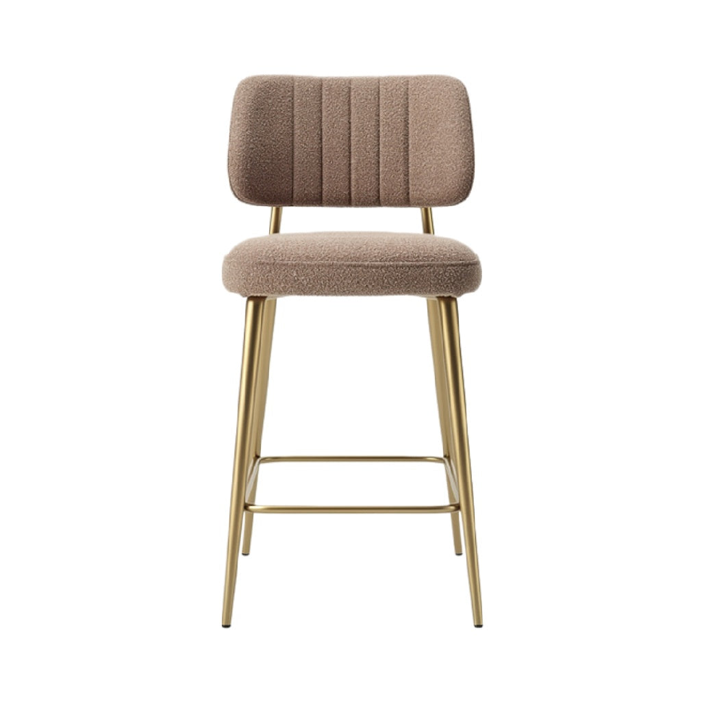 Moderne Barkruk met Gouden Onderstel en Fluffy Bekleding